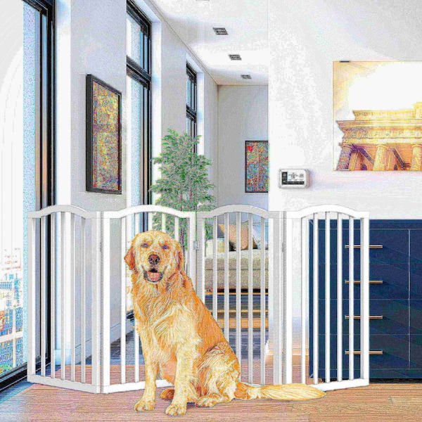 Pet Adobe Pet Adobe Freestanding Scallop Top Pet Gate (White) 903390KDW - main